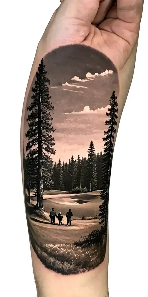 Pine Forest And Family On Golf Course And Ansel Adams And Time