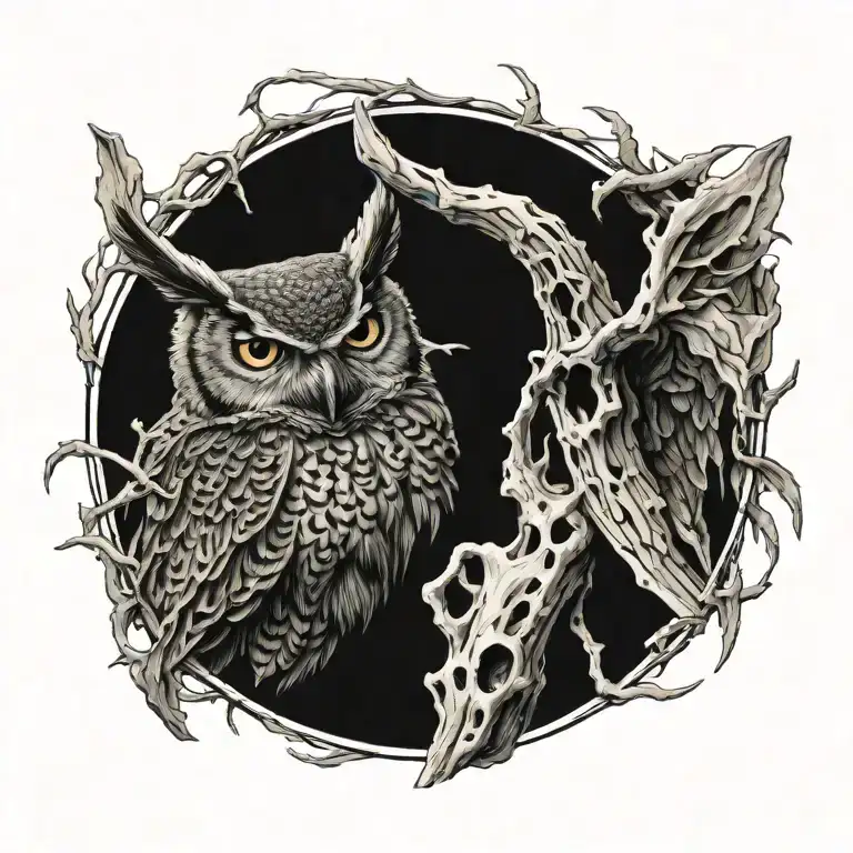 Great Horned Owl Skeleton Sitting