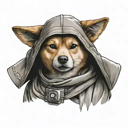 A Realistic Portrait Of A Shiba Inu Dressed As A Jedi From Star Wars