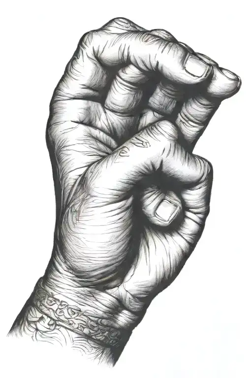 Baby Hand Holding Adult Finger Tattoo Design