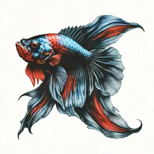 Black Blue And Red Betta Fish