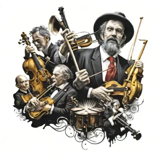 An Orchestra Conductor Leading A Group Of Musical Instruments In A Dynamic Composition