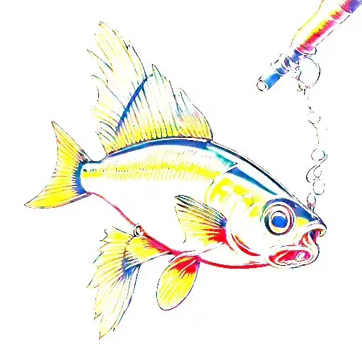 A Detailed Fishing Lure Being Reeled In By A Fishing Rod
