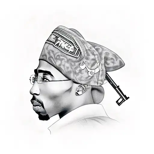 2Pac Portrait With A Gun On The Head