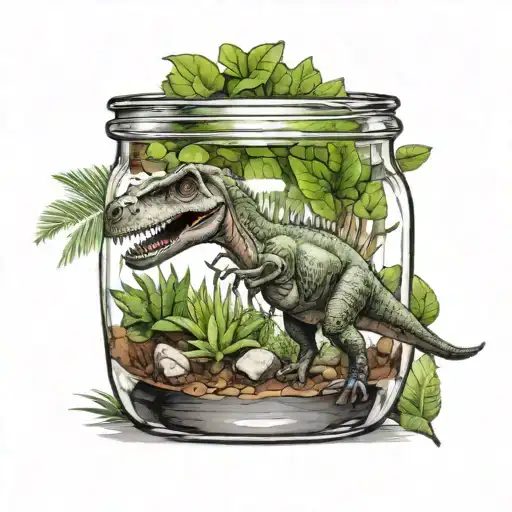 Dinosaur In A Terrarium Bottle