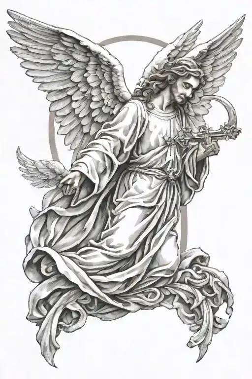 Angel With Dove And Cross Of Jesus Christ