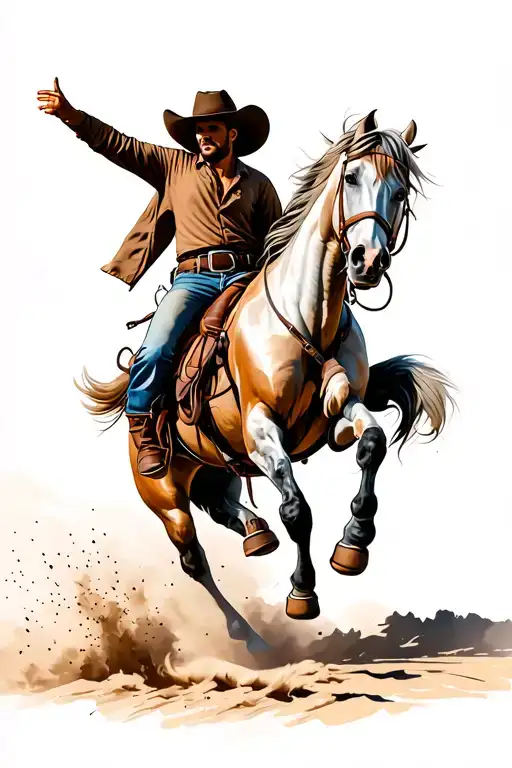Cowboy On A Bucking Horse