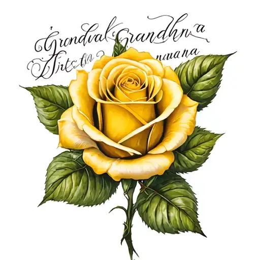 Yellow Rose Memorial Tattoo For Grandma Writing