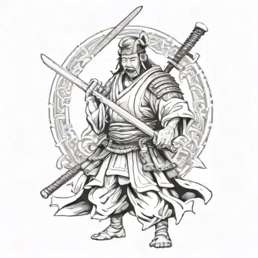 A Samurai With Two Samurai Swords