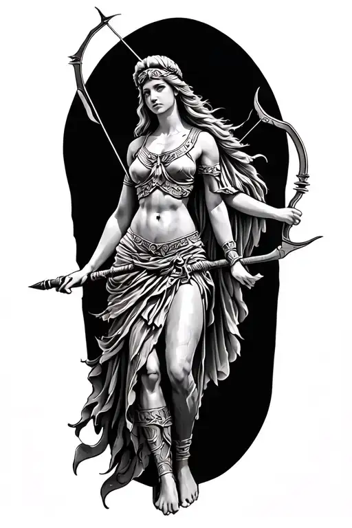 Athena With A Bow And Arrow Behind Her Back
