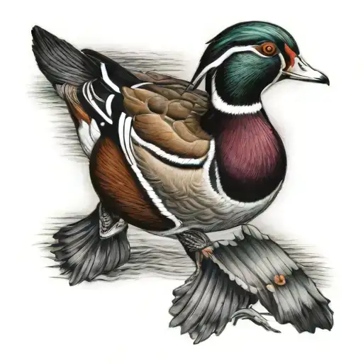 Male Wood Duck On Lake