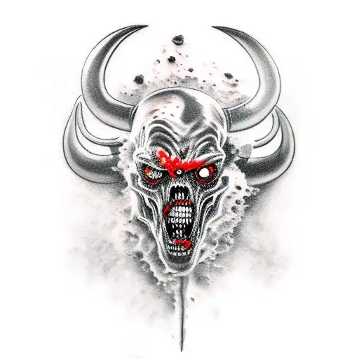 Red And Black Zombie Bull