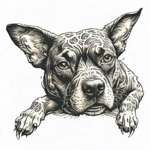 Dog Burying His Face In The Chest With Both