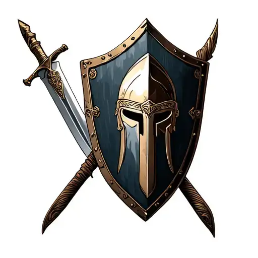 Spartan Sword Helmet And Shield Templar Cross