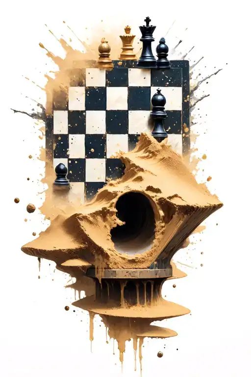 Sand Watch Disintegrating And A Chess Board