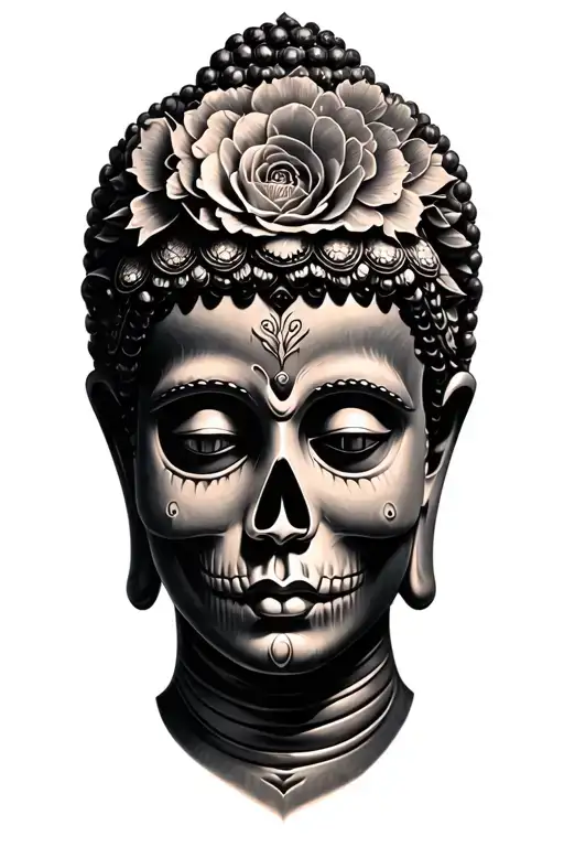 Buddha And Sugar Skull Surrounded