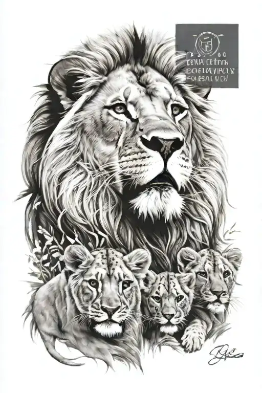 Lion With Cubs And Birth Date