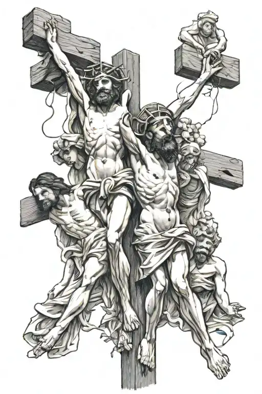 Crucifixion Of Jesus With Two Thieves