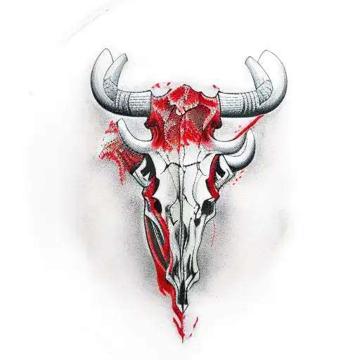 Red And Black Bull Skull