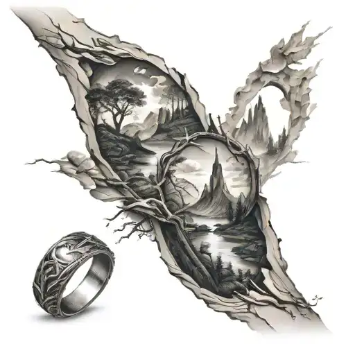 Thick Rings Spaced A Couple Of Inches Apart Of Abstract Landscapes