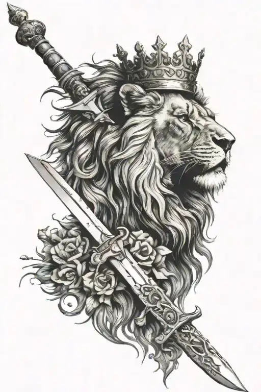 Sword With A Reflection Of A Lion With A Crown