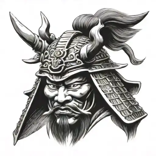 Forward Picture Of Samurai Head With Samurai Mask
