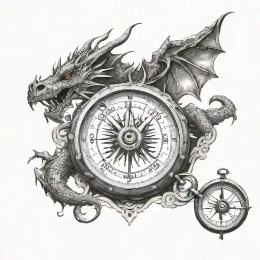Dragon With Compass Surrounded