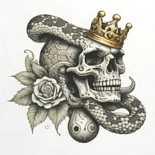 Rattlesnake Around A Skull With A G59 Logo And Crown On It