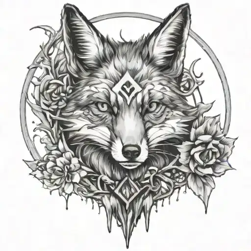 Zombie Fox With Deathly Hallows On It