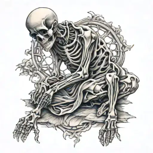 Skeleton Monk Meditating