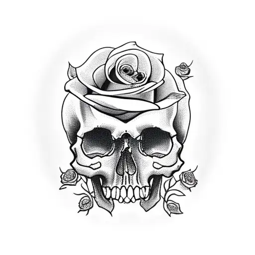 Skull With Roses Growing Out Of It
