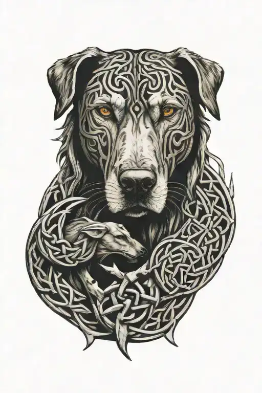 Celtic Hounds Symbol Intertwined