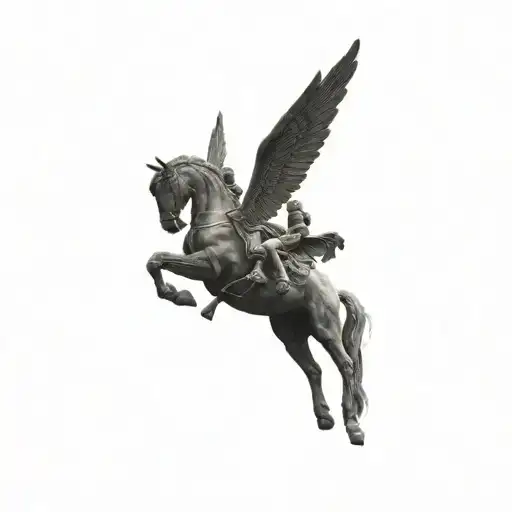 A Statue Of A Spartan Riding A Pegasus