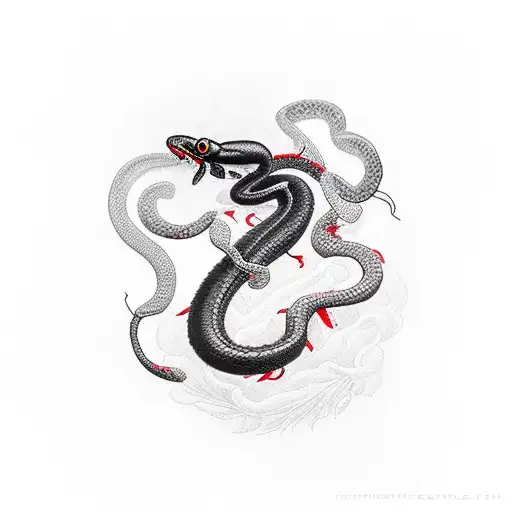 Small Black Snake With Crimson-red Eyes