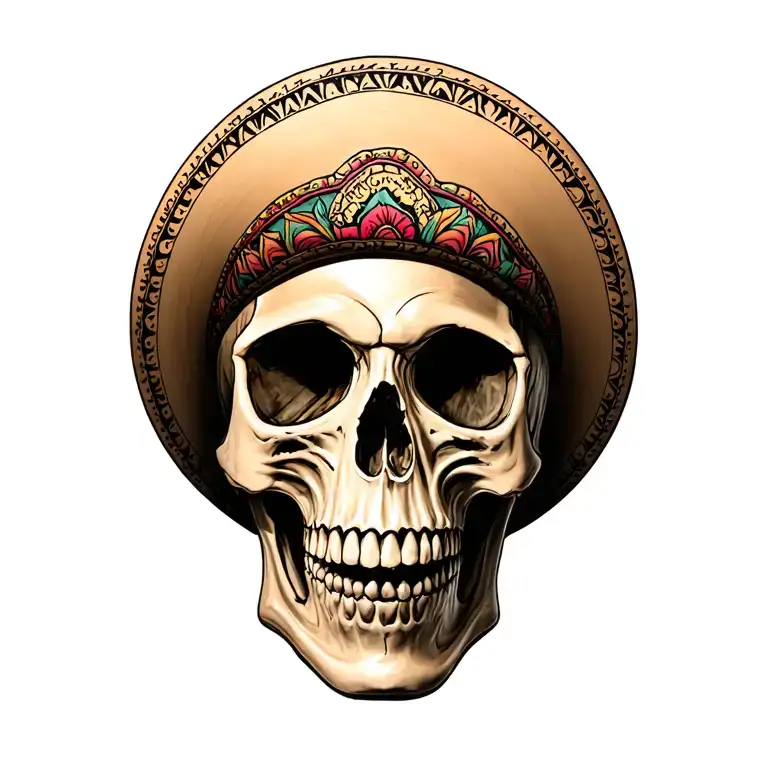 Skull With Sombrero On