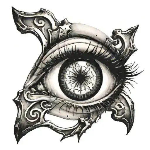 Eye With Religious Cross Tattoo Inside