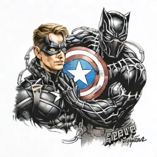 Captain America With Black Panther In Handcuffs