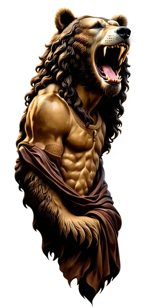 Growling Bear Head With Jesus Christ