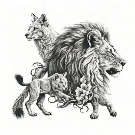 A Lion And Fox
