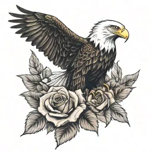 Bald Eagle With Rose