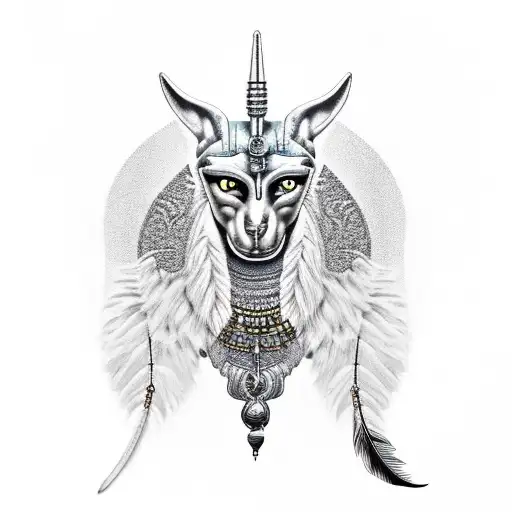 Anubis Holding Scales With Feather And Heart