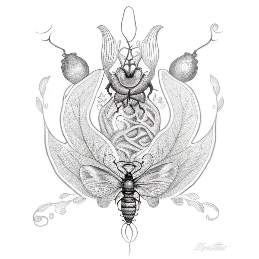 Vine Tattoo With Bugs