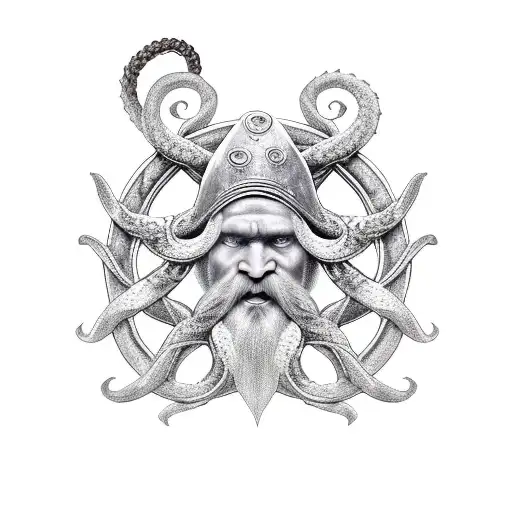 Viking Ship With Kraken