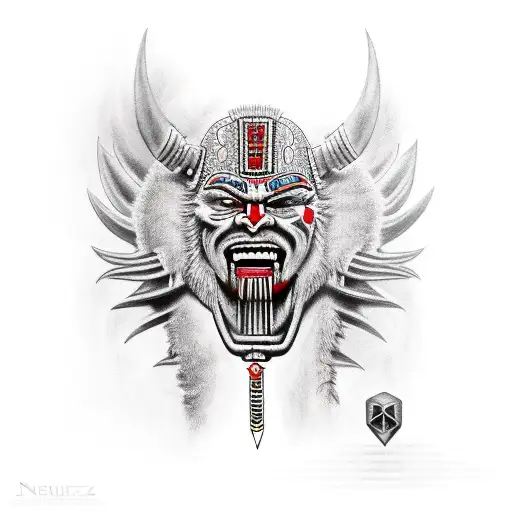 Half Oni Half Aztec Warrior