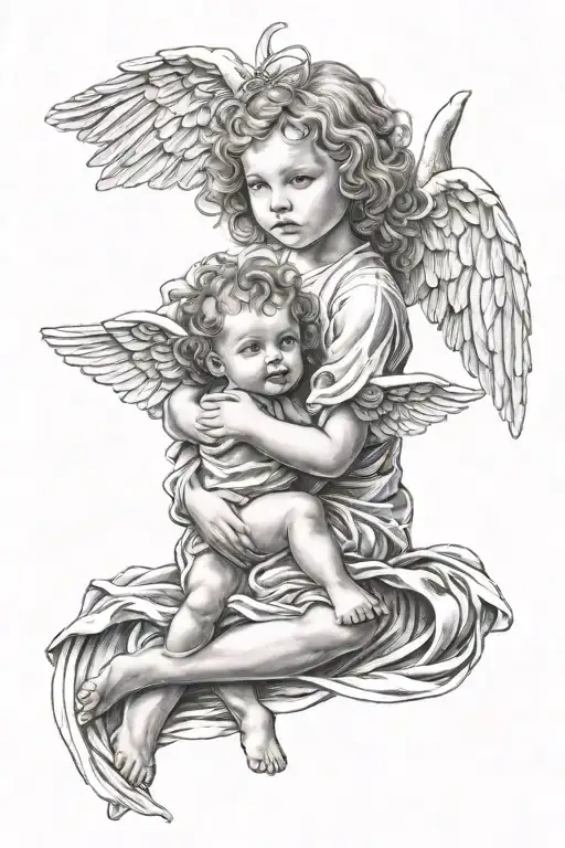 Angel Holding Child Portrait