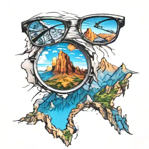 Perspective Change Through A Glasses Lens Hiking Mountains Outside Rising Phoenix Inside