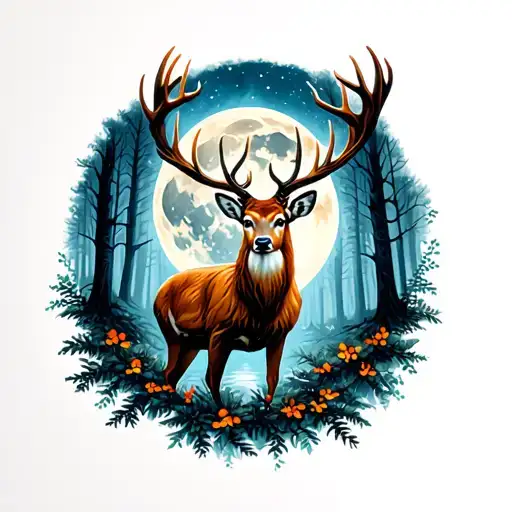 A Deer With The Moon In This Is A Piece Puzzle Forest