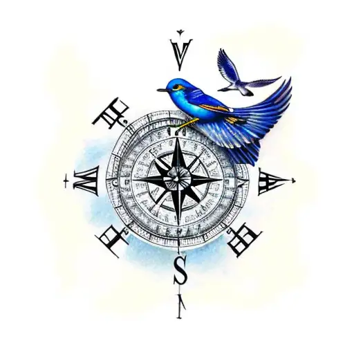 3 Bluebirds And Compass