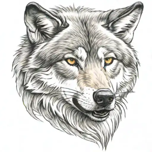 Realistic Color Image Of A Wolf On The Wrist