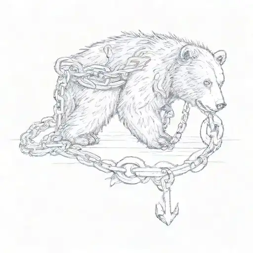 A Bear Chained To An Anchor Unable To Get Up